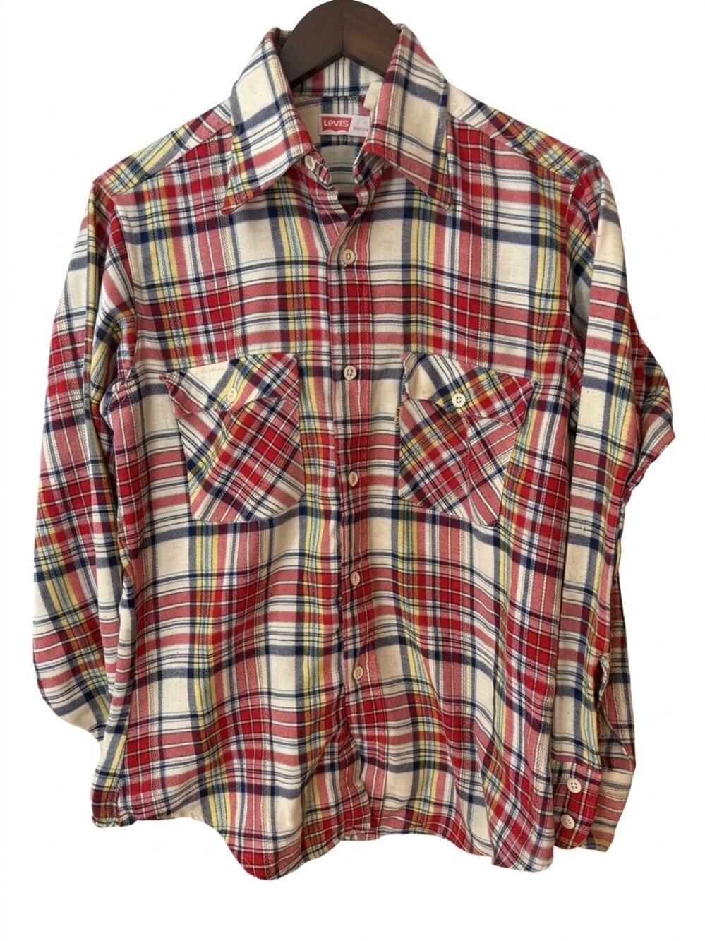 LEVI'S Vintage 70s Grandpacore Plaid Flannel Button Down Shirt Cotton Medium